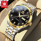 זול שעונים מכאניים-OLEVS גברים שעון מכני מינימליסטי אופנתי עסקים שעון יד אוטומטי נמתח לבד זורח לוח שנה שבוע תאריך פְּלָדָה שעון