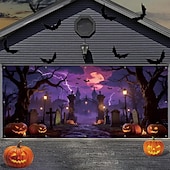 abordables Housse de Porte de Garage Halloween-Couverture de porte de garage Grande suspension Potiron Punk gothique sombre Soirée Outdoor Arrière-plans de prise de vue Yard Maison hantée Décoration d&#039;intérieur