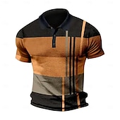 abordables Polo classique pour homme-Homme Polo gaufré Tee Shirt Golf Casual Rendez-vous Revers Manches courtes Mode Plaid / Rayé / Chevron Imprimer Eté Dry-Fit Jaune Rose Claire Rouge Bleu Violet Claire Orange Polo gaufré