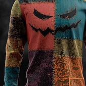 Χαμηλού Κόστους ανδρικά εμπριμέ πουλόβερ-Halloween Ανδρικά Συνδυασμός Χρωμάτων Πουλόβερ πουλόβερ Πλεκτά Λαιμόκοψη Καθημερινό Διακοπές Καθημερινά Φεστιβάλ 3D εκτύπωση Διατηρείτε Ζεστό Μακρυμάνικο Άνοιξη Φθινόπωρο Χειμώνας