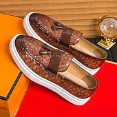 preiswerte Freizeit-Loafer-Braune Herren-Loafer mit Krokodilmuster und Quasten – luxuriöse Slipper für Business, Abendpartys und formelle Anlässe