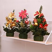 זול דמויות לאספנים-עץ חג המולד מיניאטורי 20 ס&quot;מ, עץ חג המולד קטן לשולחן עם קישוטים לשולחן, לבית, למשרד, לקישוט מסיבת חג