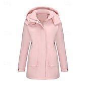 abordables Parka Décontractée-Femmes Veste Décontractée Chaud Confortable Fermeture éclair Avec Poches Mode Extérieur Uni Sortir Week-end Fermeture éclair Régulier À capuche Coupe régulière manche longue Vêtements d&#039;extérieur