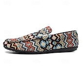 economico Mocassini casual-mocassini da uomo in jacquard multicolore con motivo a zigzag – scarpe casual slip-on alla moda per feste, vacanze e resort estivi