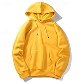 baratos hoodies básicos dos homens-Homens Moletom Moletom de lã Adamascado Preto Branco Amarelo Verde Tropa Com Capuz Tecido Com Cordão Bolsos Desportos e Ar livre Diário Feriado Poliéster Roupa de rua Básico Casual Outono Inverno