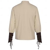 baratos Conjuntos-Retro Vintage Medieval Renascentista Roupa Camisa Calça Pirata Pirata Viking Fantasia Homens Viking Pirata Dia Das Bruxas Carnaval Espetáculo Festa LARP Adulto Camisa Calças Cinto