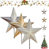 baratos Topo de Árvore-Topo de árvore de Natal estrelado, topo de árvore de gengibre, topo de árvore de resina de 5 pontas, estrela com temporizador automático, serve para todos os tamanhos de árvores, presente elegante para decoração de casa, feriado, mágica e festa