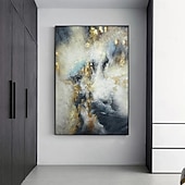 abordables Peintures Abstraites-Peinture à l&#039;huile sur toile décorative en feuille d&#039;or, tableau abstrait moderne, tableau mural pour salon, affiches et impressions