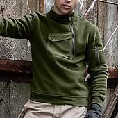 economico Felpa Tattica-Per uomo Felpa con cappuccio Felpa con cappuccio e zip corta Felpa con cappuccio in pile Felpa con cappuccio tattica Nero Verde militare Grigio Collo Alto Semplice Cerniera Sport &amp; Outdoor Casuale