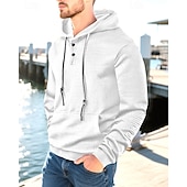 baratos hoodies básicos dos homens-Homens Moletom Moletom com capuz Preto Branco Amarelo Azul Marinha Café Com Capuz Tecido Jacquard Com Cordão Bolsos Estriado Desportos e Ar livre Diário Feriado Poliéster Roupa de rua Básico Casual