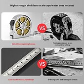 billige Måleverktøy-Minimålebånd i rustfritt stål 2m/6ft bærbart, uttrekkbart nøkkelringmålebånd for husholdning, landbruk, industri, trebearbeiding