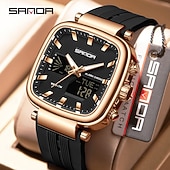 Χαμηλού Κόστους Ψηφιακά Ρολόγια-Μόδα SANDA Κορυφαία Μάρκα Νέο 6282 Ανδρικό Ηλεκτρονικό Ρολόι Διπλή Οθόνη Σπορ Αδιάβροχο LED Ανδρικό Χρονόμετρο Ηλεκτρονικό Ρολόι