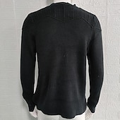 preiswerte Herrenpullover-Herren Pullover Strickpullover Gerippt Stricken Normale Oberteile Gestrickt Einfach Rundhalsausschnitt Mode Basic Urlaub Alltagskleidung Bekleidung Herbst Winter Schwarz Grau S M L