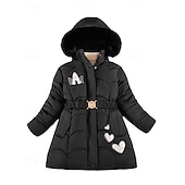 economico Giacca in piuma e parka per ragazze-Bambini Ragazze Cappotto in Piuma Cuore Moda Cerniera Scuola Cappotto Capispalla 4-12 Anni Autunno Nero Rosa Vino