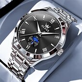 halpa Kvartsikellot-Uusi Olevs miesten business-kello, jossa on valoisa kalenterinäyttö, kvartsikello on muodikas, trendikäs ja rento sekä vedenpitävä miesten urheilukello.