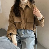 voordelige Dames eenvoudige tops-Damesoverhemd effen kleur elegant vintage dagelijks lange mouw bisschopsmouw overhemd kraag lange tops werk dagelijks uitgaan roze bruin abrikoos lente herfst winter lente, herfst, winter