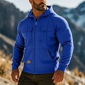 abordables Sudadera Táctica-Hombre Sudadera Sudadera con capucha y cremallera de un cuarto Sudadera con capucha de lana Sudadera táctica con capucha Negro Verde Ejército Burdeos Azul Marino Azul Piscina Con Capucha Plano