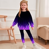 halpa Tytön 3D-näkö ja loisto-Tyttöjen 3D Kuvitettu Urheiluasu Verryttelypuvut Huppari &amp; leggingsetti Pitkähihainen Kevät Syksy Päivittäin Vapaa-aika Sukkahousut Lapset 4-12 vuotta Tiukka pyöreä kaula-aukko ulko- Loma Urheilu