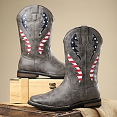 economico Stivali da cowboy e occidentali-Per uomo Stivali Stivali da Cowboy Retrò Camminata Vintage Casual All'aperto Quotidiano Pelle PU Camoscio Confortevole Antiscivolo Caldo Stivali a Metà Polpaccio Slip-on Nero Marrone Cachi Estate