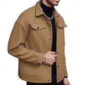 ieftine Jachete casual-Bărbați Jachetă ușoară Jachetă cămașă Oficial Casă Portabil Butonul frontal Primăvară Toamnă Iarnă Culoare solidă Activ Epocă Răsfrânt Regulat Negru Alb Maro Gri Deschis Jachete