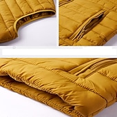 お買い得  メンズパファーベスト-男性用 パファーベスト ベスト ジレ バケーション 日常 デート ファッション カジュアル 冬 ポケット ナイロン 保温 快適 純色 ジッパ－ スタンド レギュラー ブラック イエロー ワイン アーミーグリーン ベスト