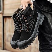 abordables Bottes de travail-Bottines de randonnée kaki pour homme avec semelle extérieure en caoutchouc épais – chaussures d&#039;extérieur respirantes et durables pour l&#039;alpinisme, le travail et les voyages d&#039;aventure