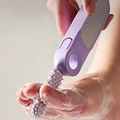 preiswerte Reinigungsmittel-2-in-1-Nano-Glasfuß &amp;Fußfeile zum Entfernen von Peelings &amp;Massagebürste mit ergonomischem Griff, langlebiger Kunststoff, manueller Rasierer in Hellbeige für glatte Füße, Hände, Ellbogen und Knie