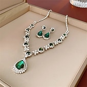 Недорогие Комплекты украшений-Набор украшений 2 Черный Цирконий Хром Серьги Ожерелья Жен. Элегантный стиль Винтаж Мода Старинный Классический Комплект ювелирных изделий Назначение Свадьба Для вечеринок День Святого Валентина