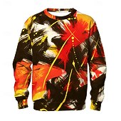 billige Geometrisk mønster-Herre Abstrakt Genser Fritid Langermet Crew-hals Feriereise Gateklær Rød Lilla Crewneck 3D Alle årstider Designer