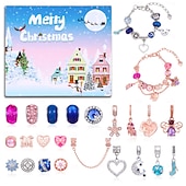 cheap Advent Calendar-Christmas Advent Calendar Bracelets 2025 for Girls, 24 Days DIY Jewelry Making Kit with 22 Charm Beads and 2 Adjustable Bracelets, Xmas Countdown Gift for Kids Teens Women