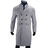 preiswerte Herren-Blazer &amp; -Anzüge-Herren Mantel Trenchcoat Langer Trenchcoat Urlaub Täglich Herbst Winter Polyester Winddicht Warm Oberbekleidung Bekleidung Mode Klassisch Einfach Tasche Revers Doppelreihig