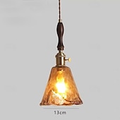 お買い得  ペンダントライト-LEDペンダントライト ミニガラス木製ペンダント天井吊り下げライト ガラスシェード付き 透明ガラスペンダント照明 寝室 リビング ダイニングルーム キッチン用