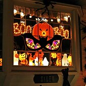 cheap Decorative Lights-Halloween Decorations Spooky Eyes Lights 21 Inch Large Wooden Halloween Window Eye Lights with 8 Color Modes and USB/Battery Operated for Home Wall Window Trees Halloween Decor