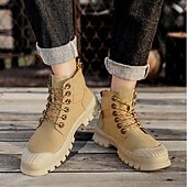 abordables Bottes de travail-Bottines de randonnée kaki pour homme avec semelle extérieure en caoutchouc épais – chaussures d&#039;extérieur respirantes et durables pour l&#039;alpinisme, le travail et les voyages d&#039;aventure