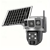 cheap Indoor IP Network Cameras-Outdoor Solar-powered Camera With Smart Ai Alerts Wifi Camera With Dual Lenses 360 View Of Home Security System With Human Detection Automatic Tracking Colour Night Vision And Pir Sensor.