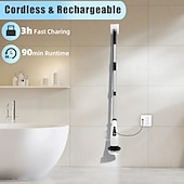 Brosse de nettoyage de douche à brosse rotative électrique avec 7 têtes de brosse remplaçables et brosse électrique sans fil à long manche amovible adaptée aux carreaux de baignoire abordables appareils électroménagers-Brosse de nettoyage de douche à brosse rotative électrique avec 7 têtes de brosse remplaçables et brosse électrique sans fil à long manche amovible adaptée aux carreaux de baignoire