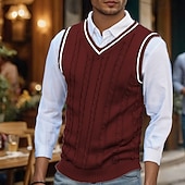 abordables Gilet pull-Homme Pull de Noël Chandails de Noël Pull Gilet pull de Noël Robe pull Côtelé Torsadé Tricoter Hauts Réguliers Tricoté Uni Col en V Mode Occasionnel Vacances Tenue quotidienne Vêtement Tenue Automne