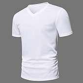 billiga grundläggande t-shirts-Herr T-shirt i bomullsblandning Kortärmad Kort ärm V-hals Sommar Alla årstider Ensfärgat Slät Designer Grundläggande Modernt Modernt V-ringad Semester Gata Ledigt Svart Vit Grön Topp t-shirt för män