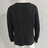 preiswerte Herrenpullover-Herren Pullover Strickpullover Gerippt Stricken Normale Oberteile Gestrickt Einfach Rundhalsausschnitt Mode Basic Urlaub Alltagskleidung Bekleidung Herbst Winter Schwarz Weiß M L XL
