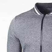 abordables Sudaderas Básicas_-Hombre Sudadera Sudadera con cremallera completa Negro Blanco Burdeos Azul Marino Gris Claro Cuello Mao Plano Con Texturas Deporte Casual Diario Ropa de calle Fresco Ropa deportiva Primavera &amp; Otoño