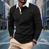 cheap Men&#039;s Classic Polo-Men&#039;s Golf Shirt Golf Polos Shirts Work Casual Lapel Short Sleeve Basic Modern Color Block Patchwork Buttons Spring Fall Regular Fit Black Navy Blue Coffee Gray Golf Shirt