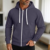 economico felpe con cappuccio da uomo di base-Per uomo Felpa con cappuccio Felpa con cappuccio a zip intera Rosso bordeaux Nero Blu marino Grigio chiaro Grigio scuro Con Cappuccio Semplice Con zip Sport &amp; Outdoor Casuale Quotidiano Streetwear