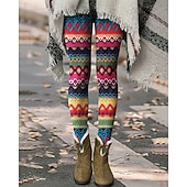 economico -Per donna Pantaloni Leggings Leggings comodi Casual Boho Lunghezza intera Vita Alta Geometrico Elastico in vita Stampato Traspirabilità Confortevole Elasticizzato Vacanza Streetwear Abbigliamento
