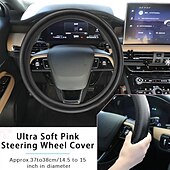 billiga Rattöverdrag till bilen-10-delars rattskydd för kvinnor 14,5-15 tum biltillbehör med säkerhetsbälte axelkudde säkerhetsbältesskydd mugghållare startknapp ring klistermärke luftventil klämma