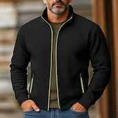 voordelige Basis Sweatshirts-Voor heren Sweatshirt Sweatshirt met volledige ritssluiting Rode Wijn Zwart Marineblauw Khaki Grijs Opstaande boord Effen Met Textuur Sport &amp; Outdoor Casual Dagelijks Streetwear Stoer Sportkleding