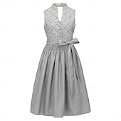 cheap Dirndl Dresses-Oktoberfest Dress Dirndl Trachtenkleider Midi Length Maid Bavarian German Wiesn Women's Carnival Beer Festival Traditional Style Cloth Without Blouse (80CM)