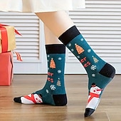 economico Costumi-12 paia di calzini caldi spessi in stile natalizio (colore casuale), graziosi calzini lunghi per le feste con disegni di Babbo Natale e pan di zenzero, regalo di Natale perfetto per la famiglia e gli