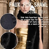 cheap Faux Fur Wraps-Long Women's Faux Fur Collar Scarf Wrap Cold Winter Warm Wrap Stole Shawl Shrug Neck Warmer