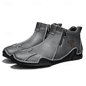 halpa Nilkkurit-Miesten ruskeat nahkaiset vetoketjulliset slip-on-kengät ainutlaatuisella pyöreällä kärjellä ja joustavalla pohjalla – retrohenkiset vapaa-ajan kengät matkoille, töihin ja jokapäiväiseen mukavuuteen.