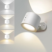 abordables Spots-Applique murale magnétique à LED, veilleuse, 1 pièce, 3 températures de couleur &amp;Lampe murale sans fil à intensité variable et rotation à 360° avec télécommande pour chambre à coucher, lecture,